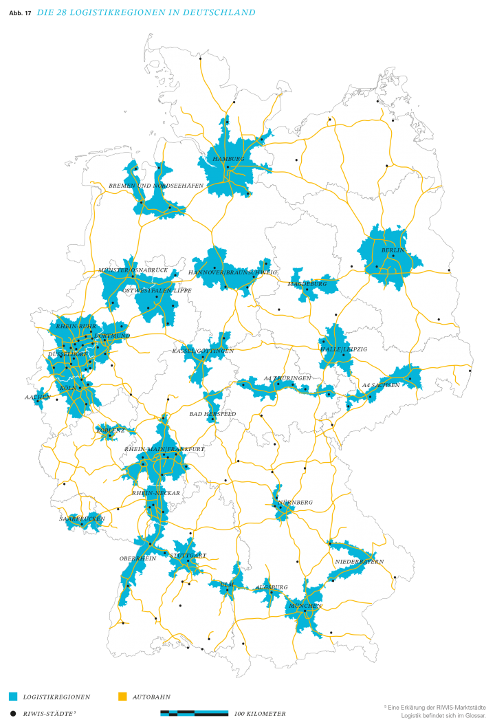 Die 28 deutschen Logistikregionen